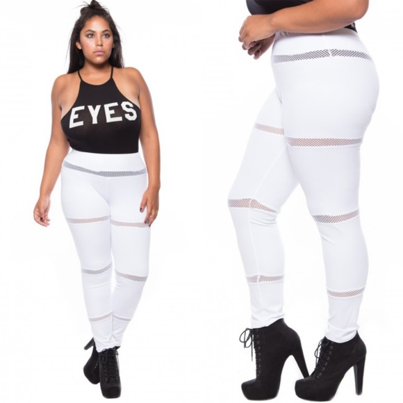 1x-3x New Plus Size Contrast White Leggings - Picture 6 of 8